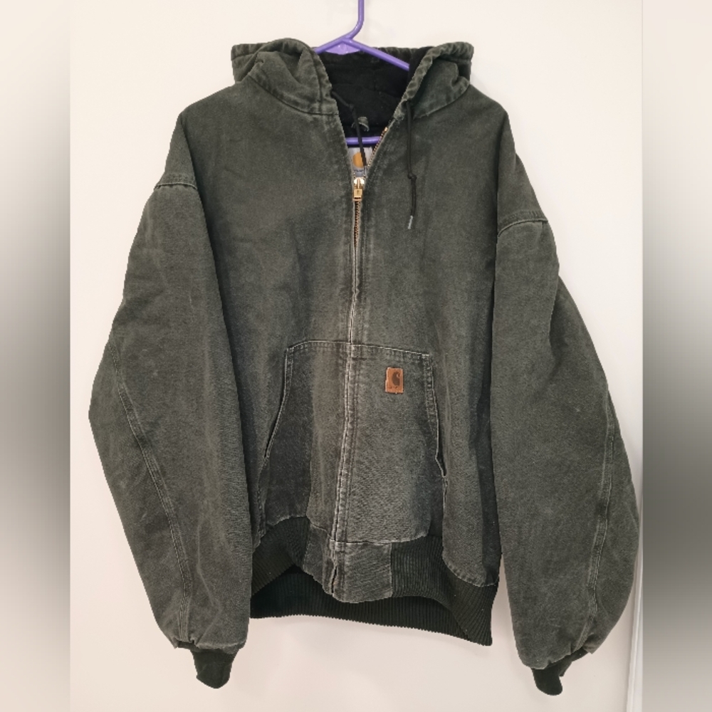 Moss green hooded Carhartt jacket